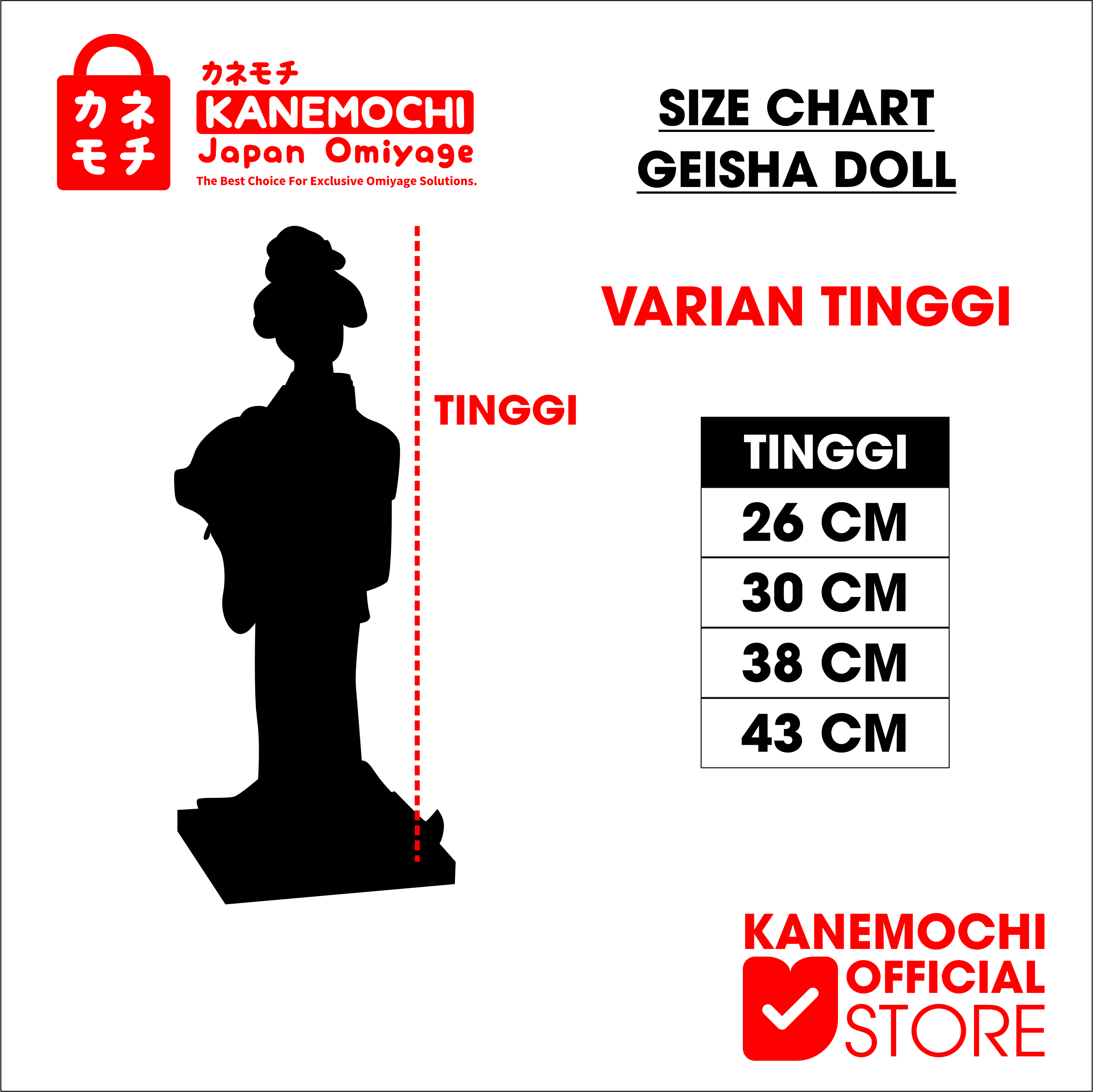 KANEMOCHI JAPAN GEISHA DOLL (43CM) - Patung Hadiah... - Gambar 5