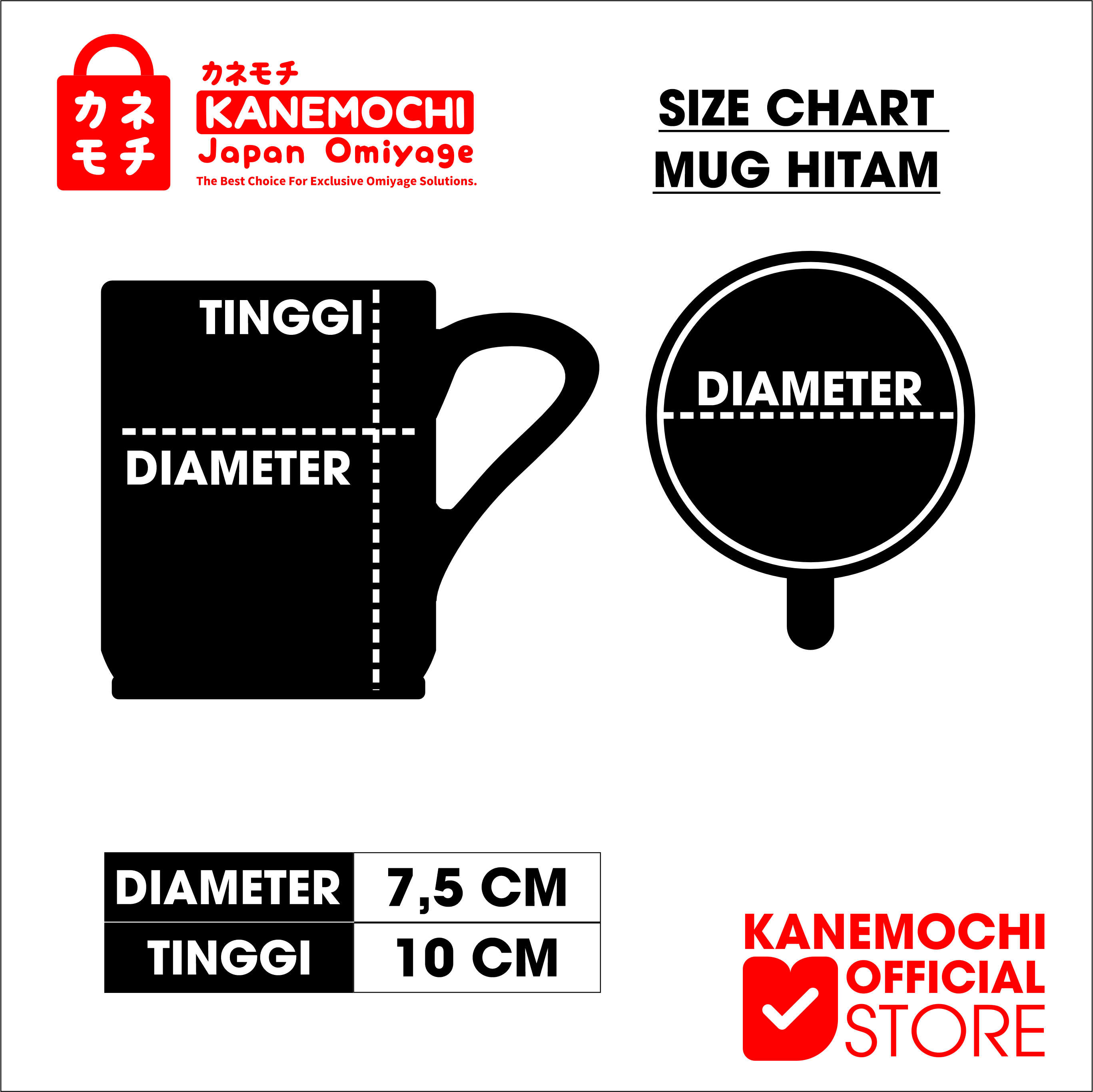 KANEMOCHI MUG KERAMIK BLACK SOUVENIR GELAS KHAS JE... - Gambar 8