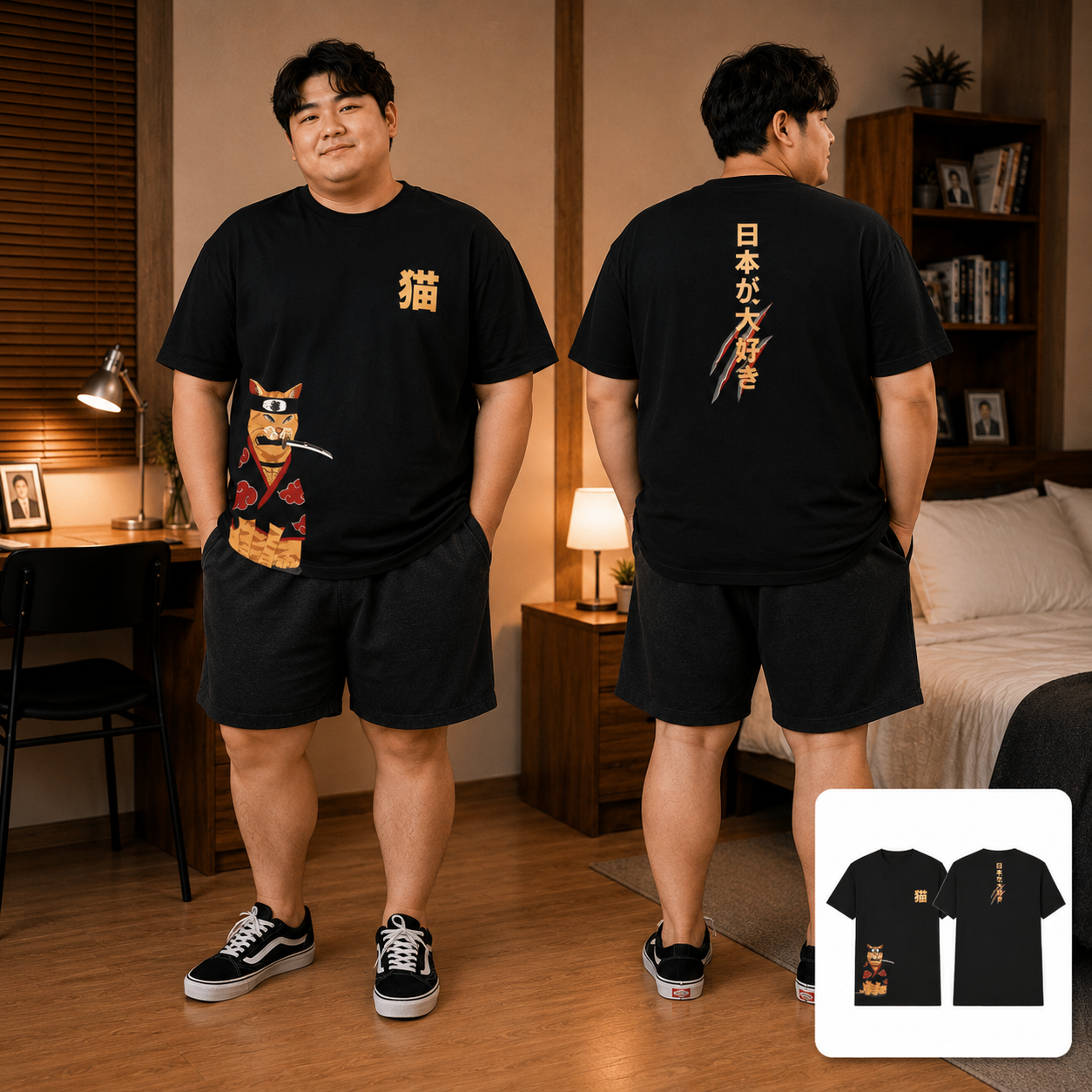 LEGACY COLLECTION TEE SAMURAI NEKO (BLACK) COTTON... - Gambar 2