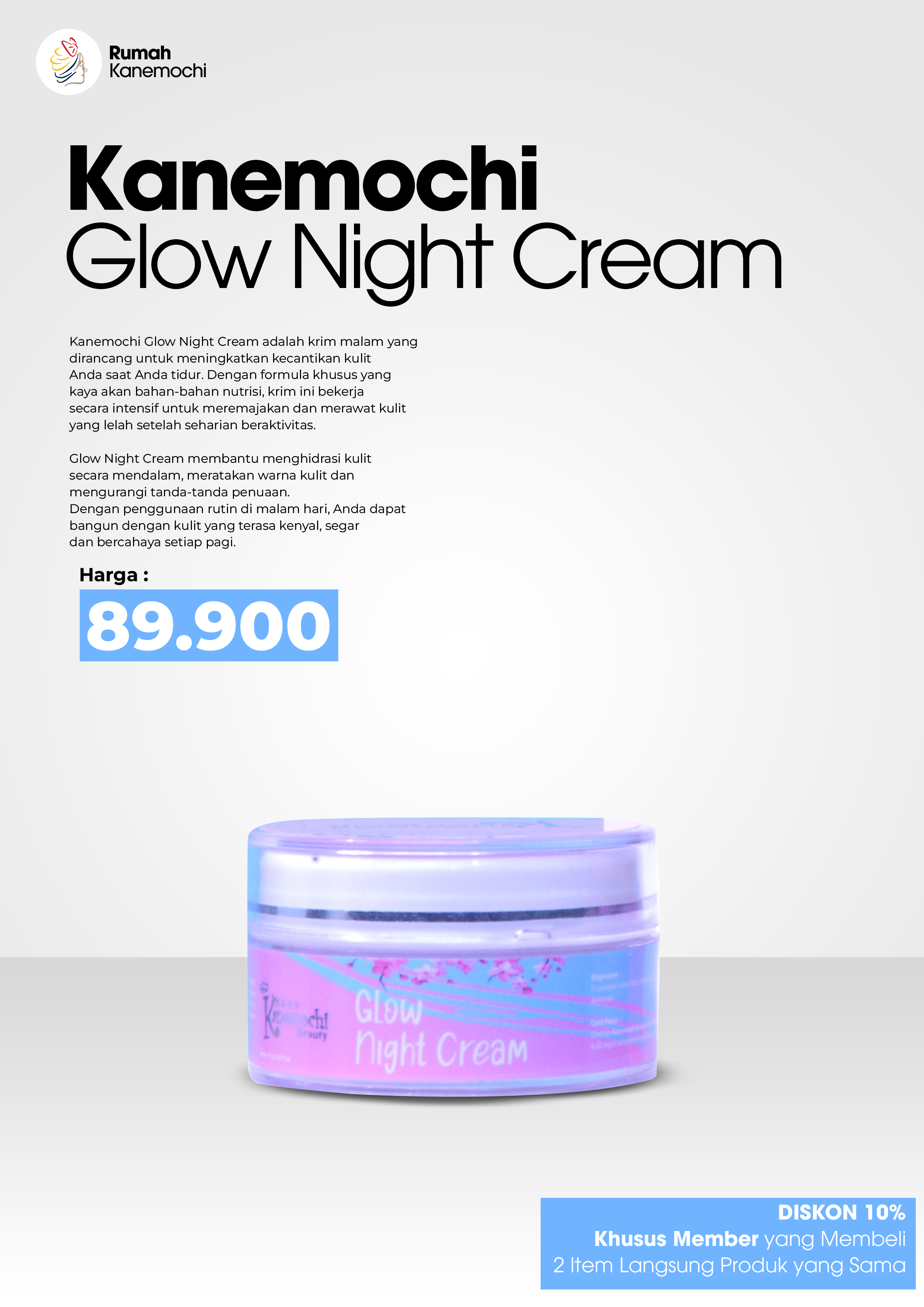KANEMOCHI CARE GLOW NIGHT CREAM ACNE 15gr - Skinca...