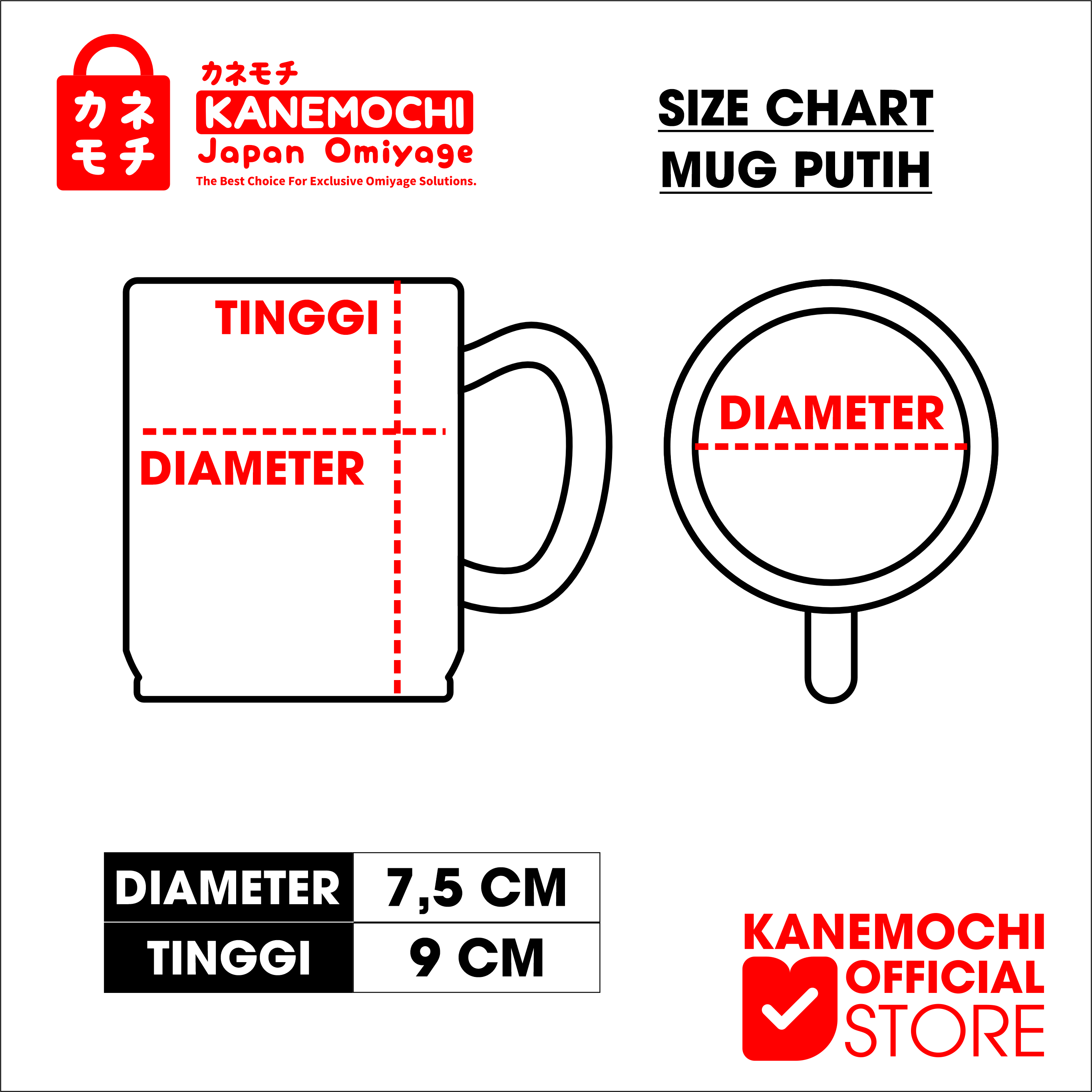 KANEMOCHI MUG KERAMIK WHITE SOUVENIR GELAS KHAS JE... - Gambar 9