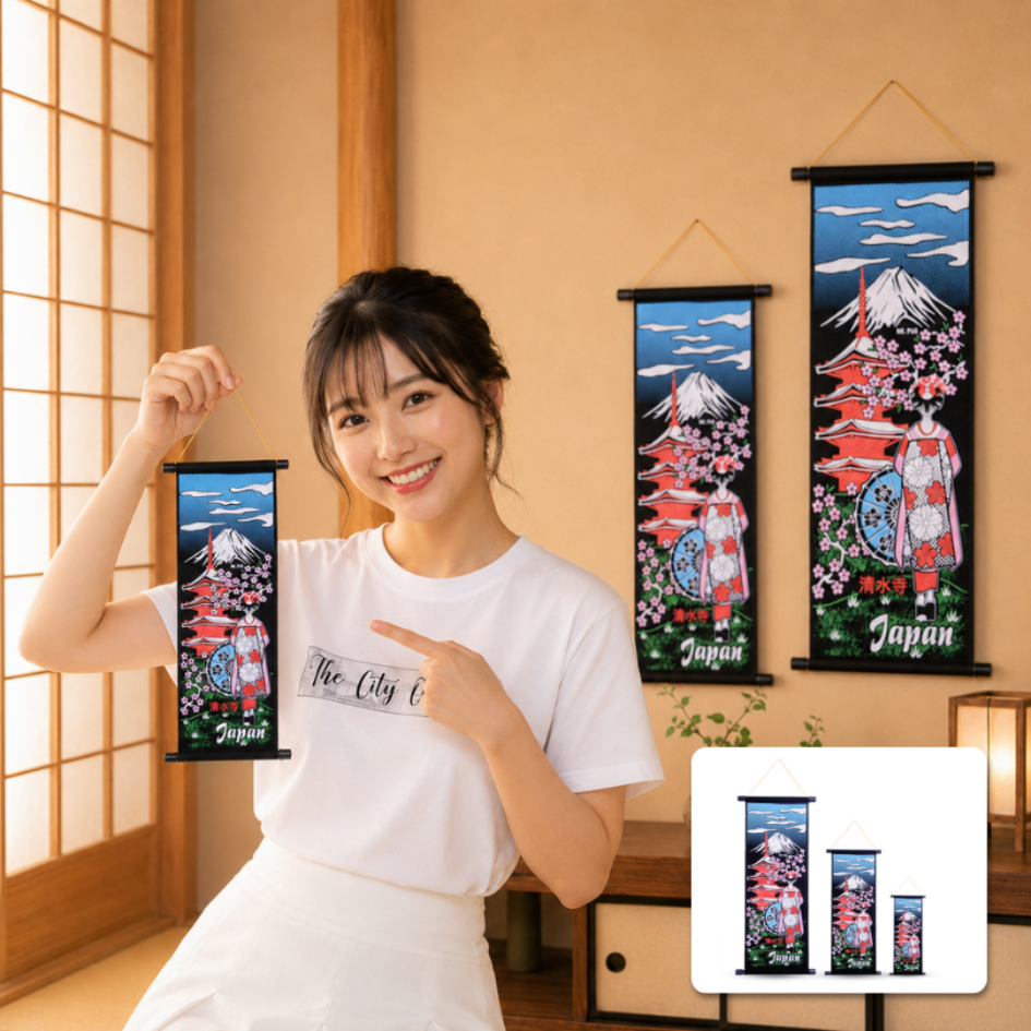 Kakejiku Colorful Signature GEISHA FUJI PAGODA JAP...