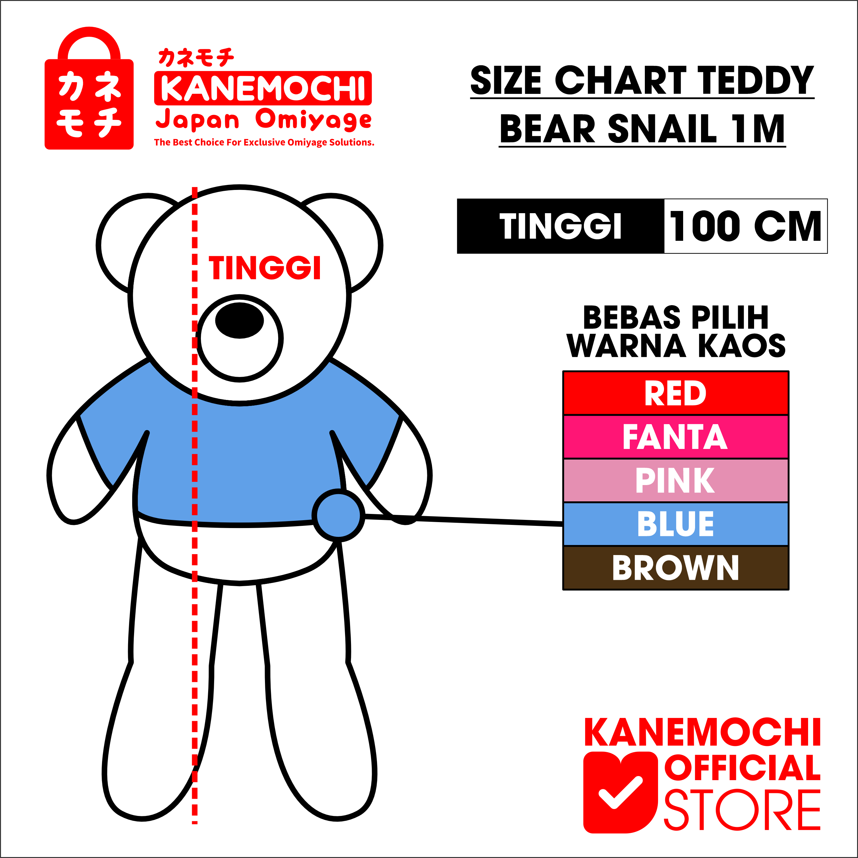 KANEMOCHI TEDDY BEAR 1 METER - BONEKA BERUANG JUMB... - Gambar 7