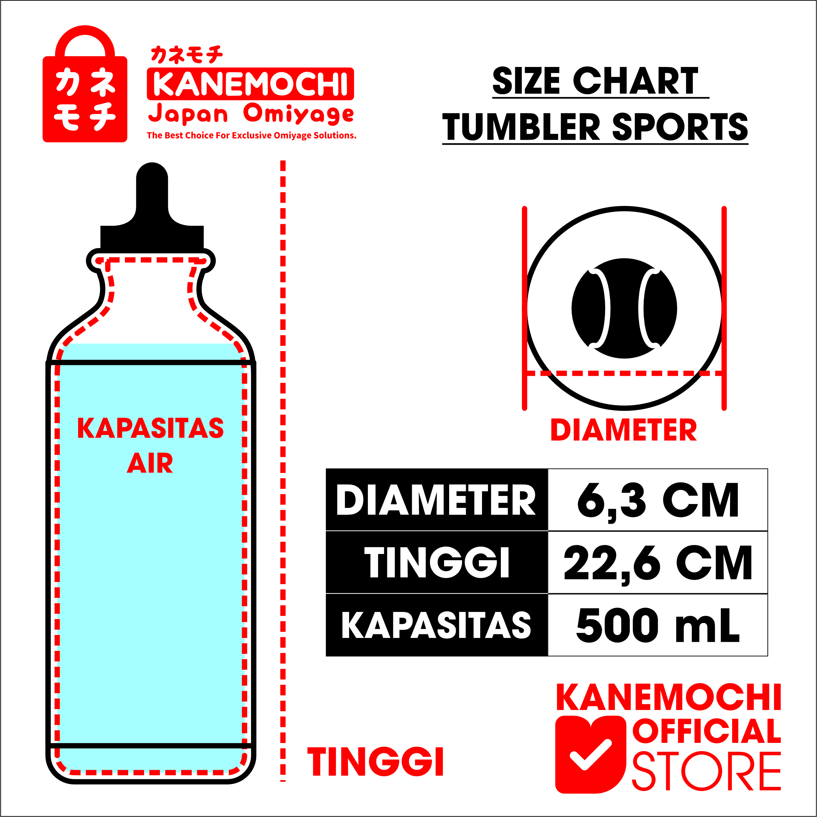 Kanemochi Tumbler Sport Desain Jepang - Ideal untu... - Gambar 7
