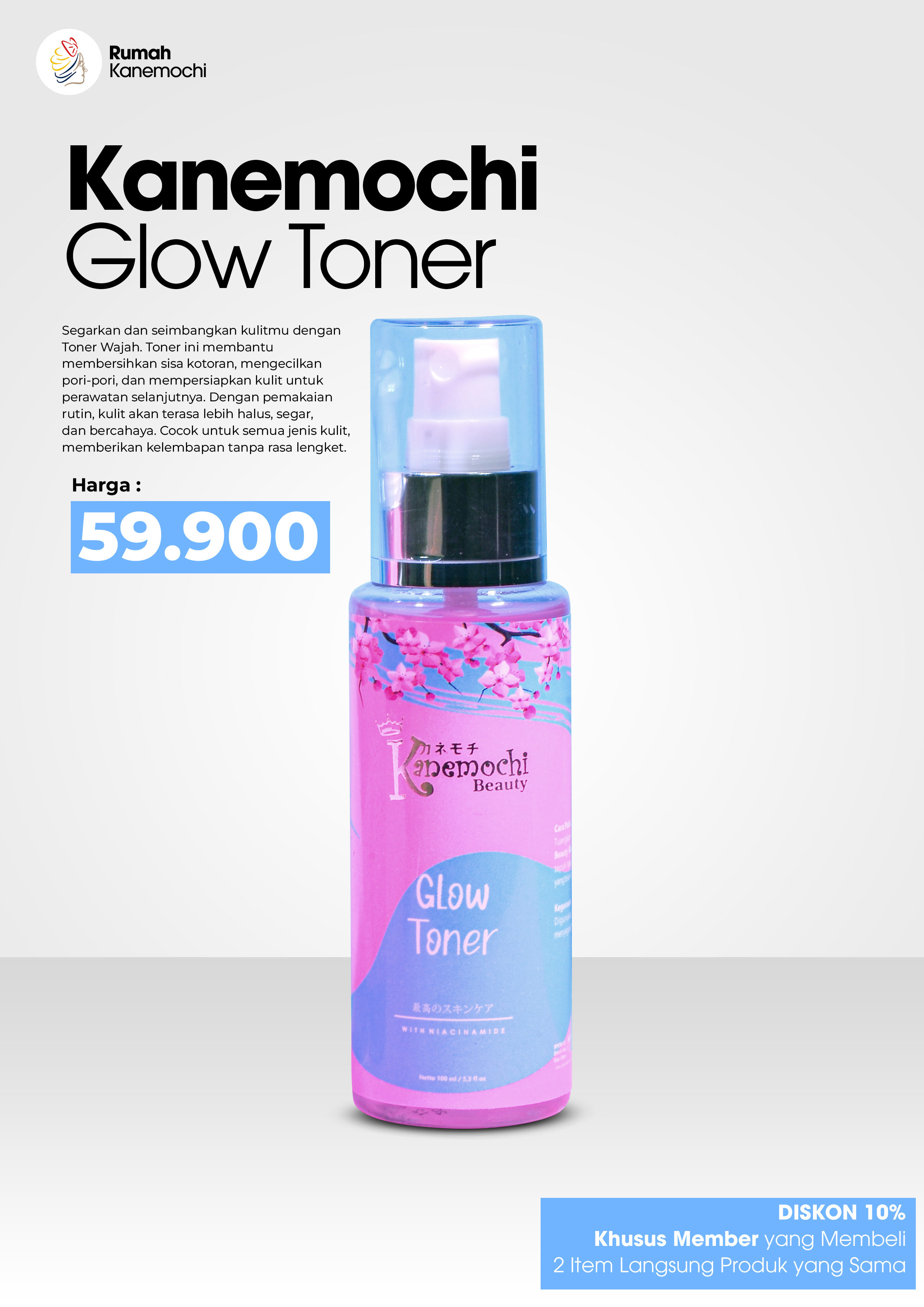 KANEMOCHI CARE GLOW TONER 100ML - Skincare Berjera...