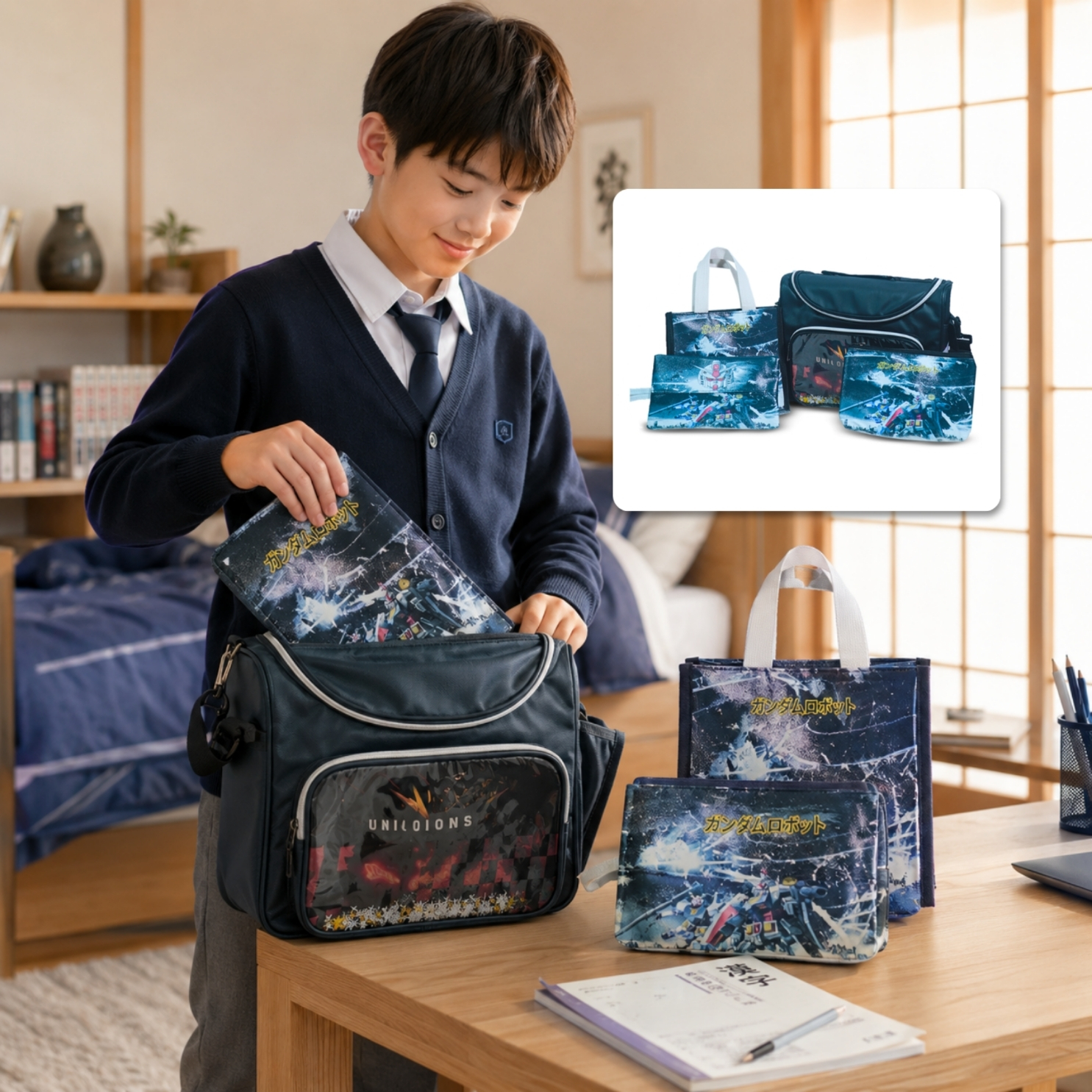 Japanese Kawaii School 4 in 1 Set | Tas Sekolah An...