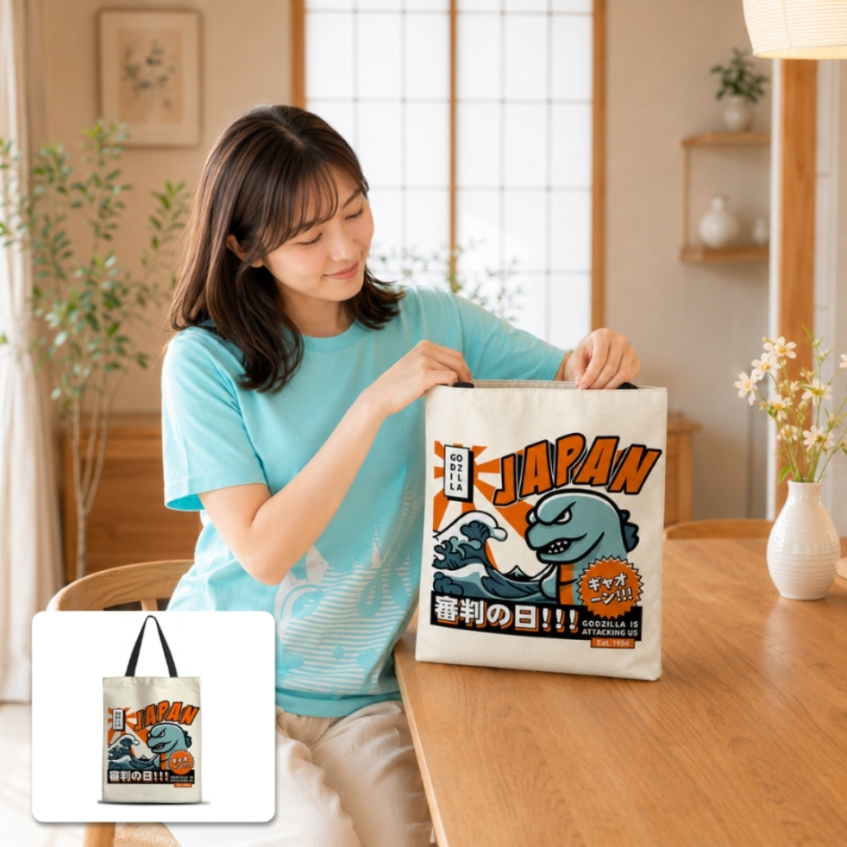 Japanese Lifestyle Tote Bag | Tas Jinjing Motif Je... - Gambar 6
