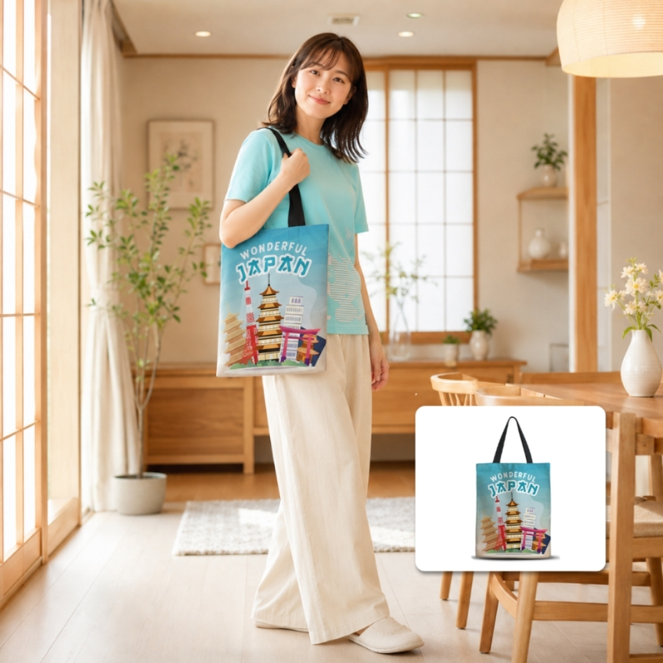 Japanese Lifestyle Tote Bag | Tas Jinjing Motif Je... - Gambar 3