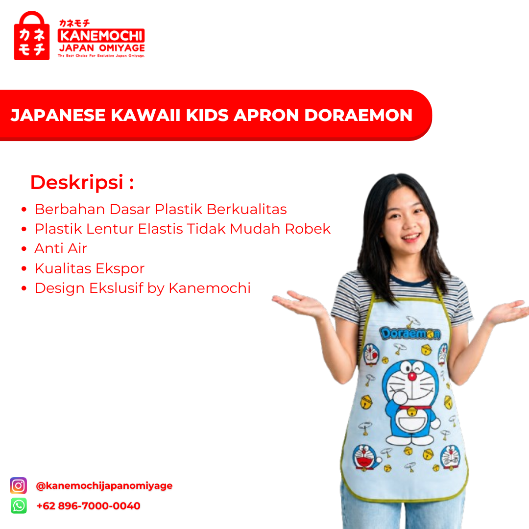 Japanese Kawaii Kids Apron Doraemon - Kanemochi Ce... - Gambar 6