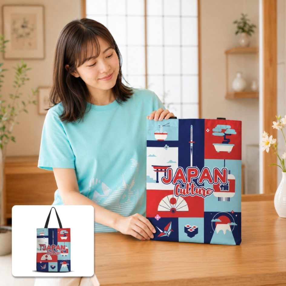 Japanese Lifestyle Tote Bag | Tas Jinjing Motif Je... - Gambar 2