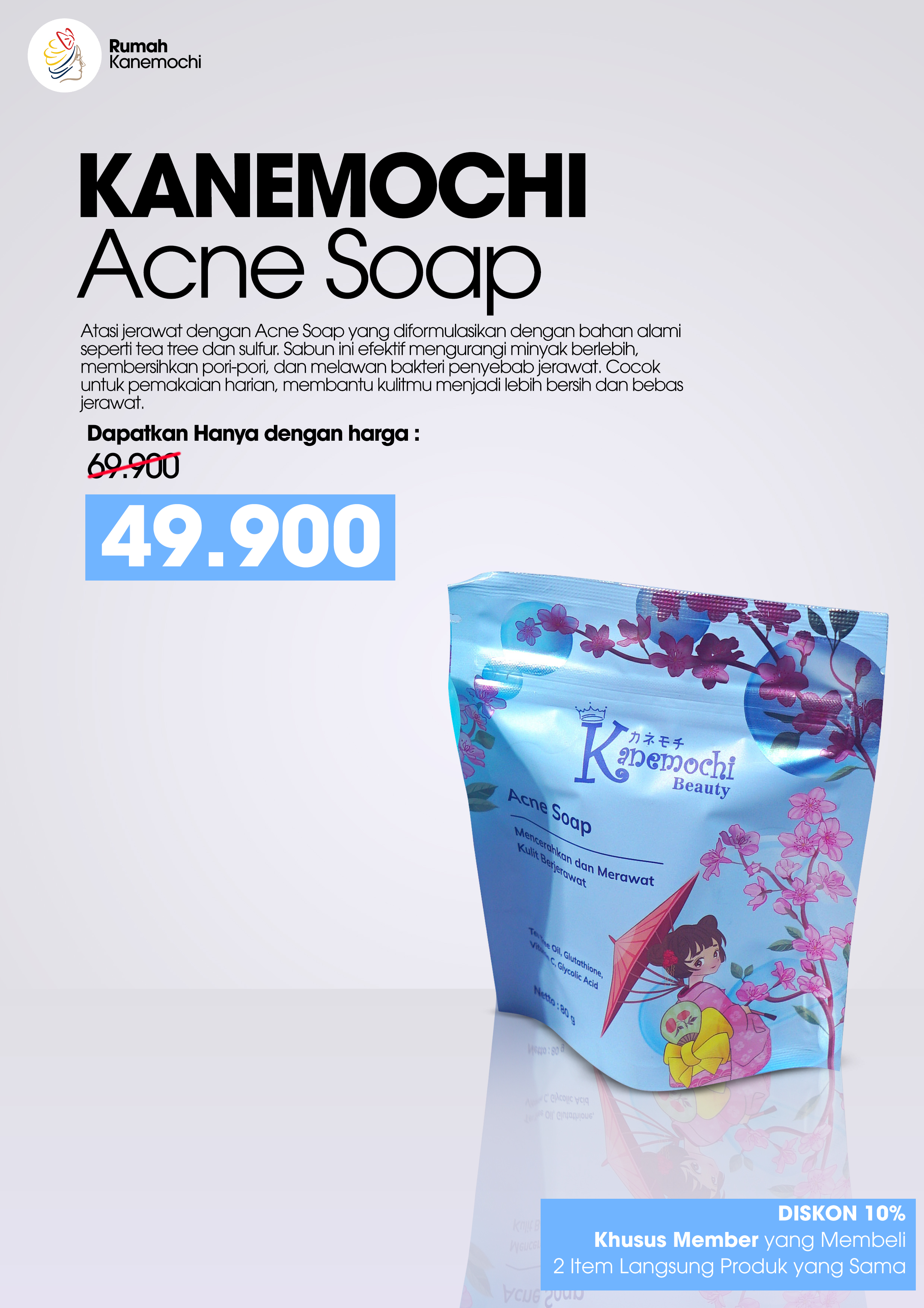 KANEMOCHI CARE BLUE MAGIC GLOW SOAP ACNE - SKINCAR... - Gambar 2