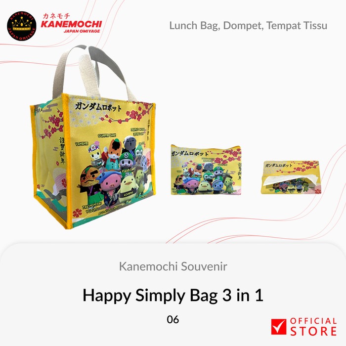 Varian JAPAN MASKOT YELLOW dari KANEMOCHI 3 IN 1 HAPPY SIMPLY BAG - KANEMOCHI TAS...