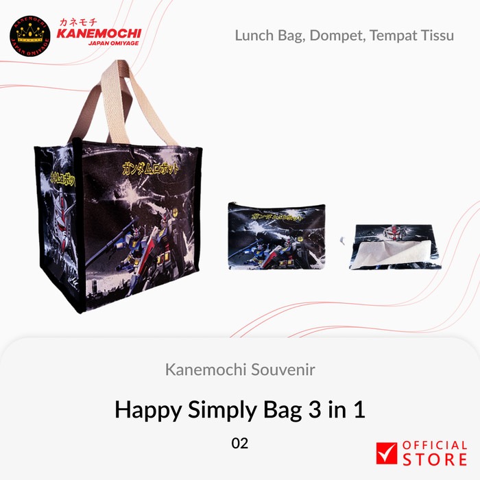 Varian GUNDAM BLACK dari KANEMOCHI 3 IN 1 HAPPY SIMPLY BAG - KANEMOCHI TAS...